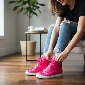 💖 Cape Robbin Pink Spiked High-Tops – Bold Streetwear Sneakers